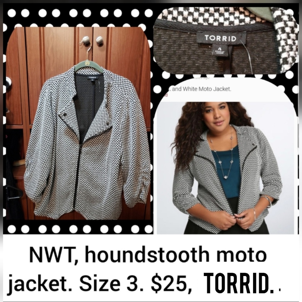 NWT, Torrid size 3, cropped houndstooth blazer.
